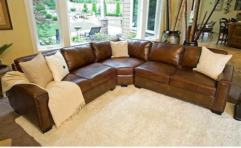 Elements Fine Home Furnishings - Rustic Brown Leather Sectional Sofa ...