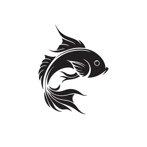 Koi fish. Minimal black and white vector icon illustration. Simple fish ...