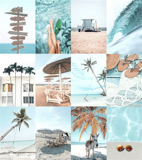 Wall Collage Kit, Beach Blue Aesthetic, DIGITAL DOWNLOAD, 50 Pcs - Etsy ...