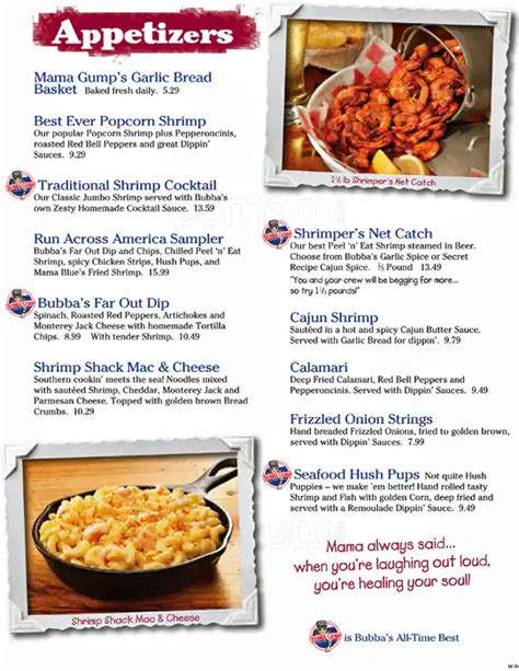 Bubba Gump Shrimp Co. Menu, Menu for Bubba Gump Shrimp Co., Downtown ...