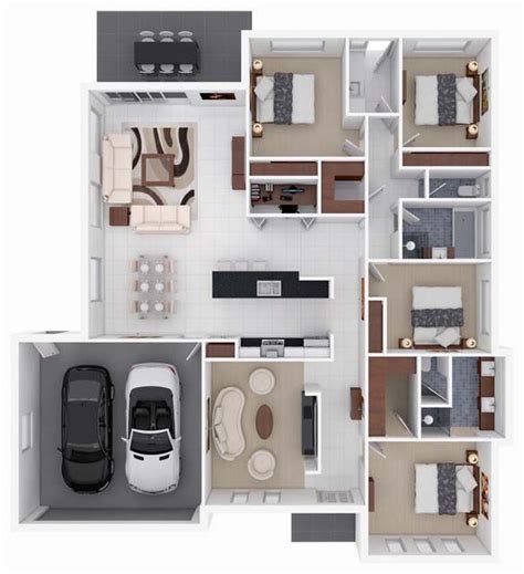 House Plan Design 3d 4 Room - Perfect Image Reference