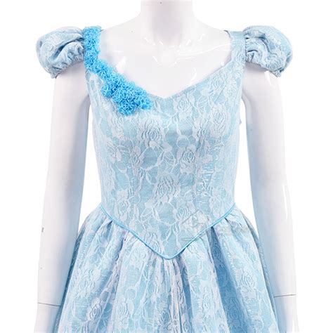 Cosdaddy Once Upon a Time Cinderella Cosplay Blue Flower Long Dress Costume