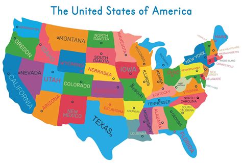 Printable Map of States In USA