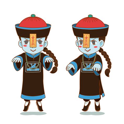 Cartoon character of Chinese zombie, Chinese ghost. 4903229 Vector Art ...