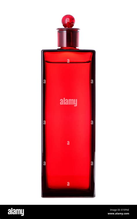 red perfume bottle isolated on white background Stock Photo - Alamy