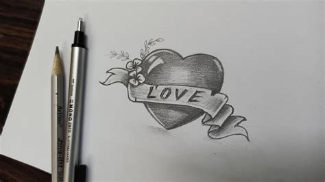 Love Heart Pencil Drawing Images ~ Pencil Drawings Hearts Drawing Heart ...