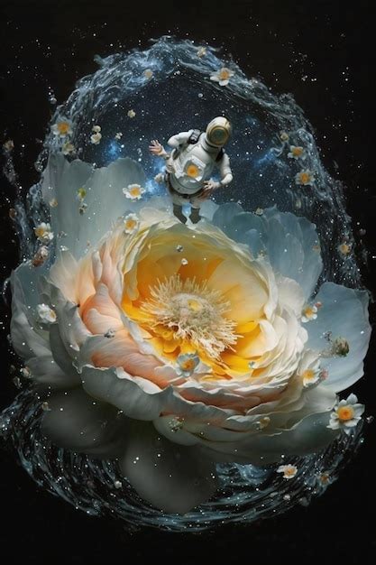 Premium AI Image | Galaxy in a flower painting of a flower that ...