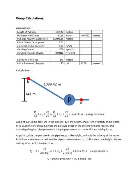 Pump Calculations explanation