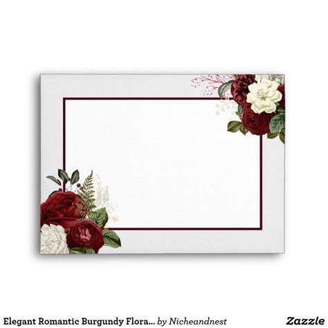 Elegant Romantic Burgundy Floral Border Envelope | Zazzle | Burgundy ...