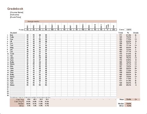 Excel Gradebook Template