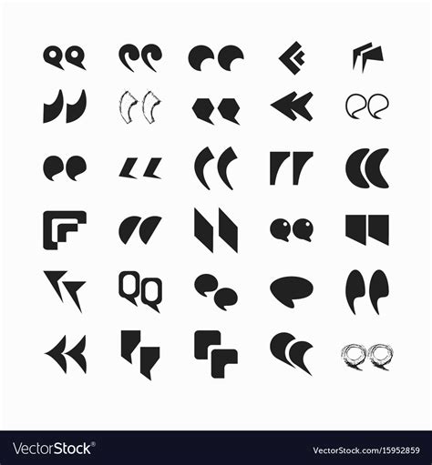 Quotation Marks In Various Fonts Black And White Vector Image | Hot Sex ...