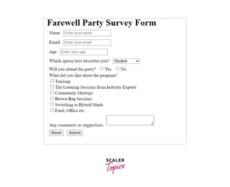 Building a Survey Form Using HTML - HTML Projects | Scaler Topics