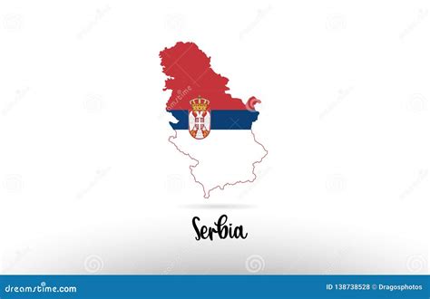 Serbia Country Flag Inside Map Contour Design Icon Logo Stock Vector ...