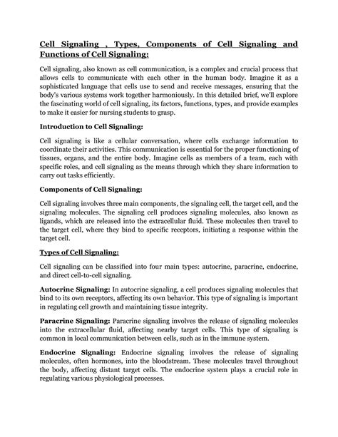 SOLUTION: Cell signaling types components of cell signaling and ...