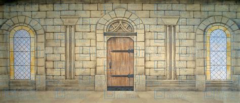 Castle Interior with Wood Door Projected Backdrops - Grosh Digital