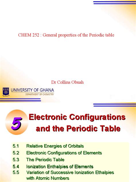 CHEM 252 General Properties of The PERIODIC TABLE | PDF | Ion ...