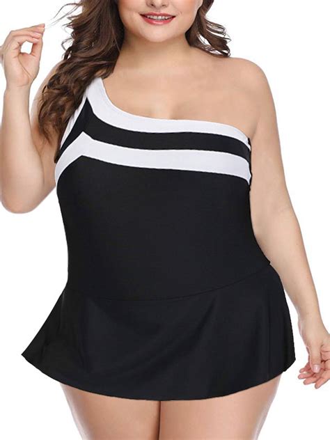 Mid-Ten - Ladies Women Swimsuit Plus Size One Piece Swimdress Black ...