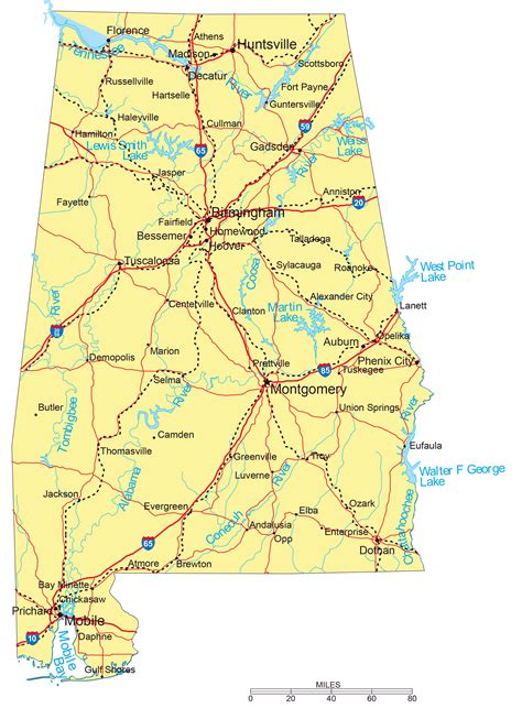 Large detailed highways map of Alabama with major cities | Alabama ...