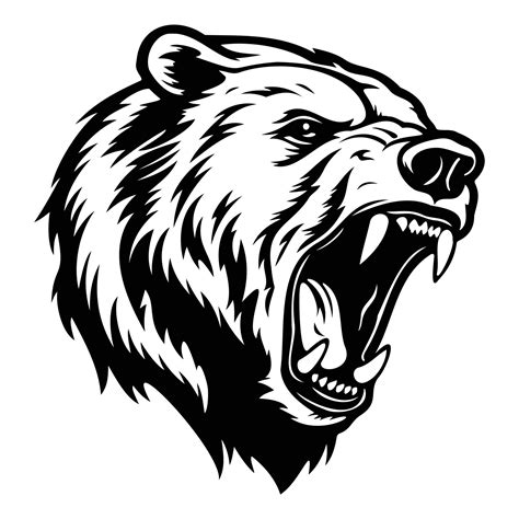 ferocious Bear, Angry Bear Face Side, Bear mascot logo, Bear Black and ...