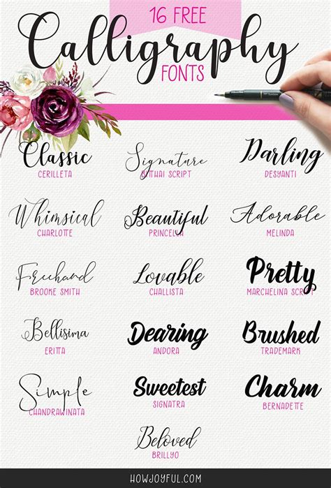 Printable Calligraphy Fonts - Calendar Printables