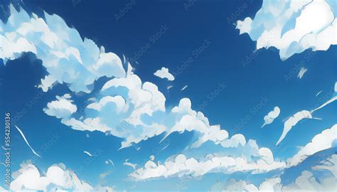 blue sky with clouds, anime style, comic style Stock Illustration ...