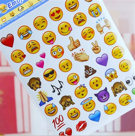 4 Sheets Kawaii Emoji Smile Stickers In The Diary Message Twitter Fun ...