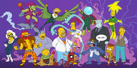 Simpsons Characters Illustrated as Spider-Man Comic Heroes & Villains