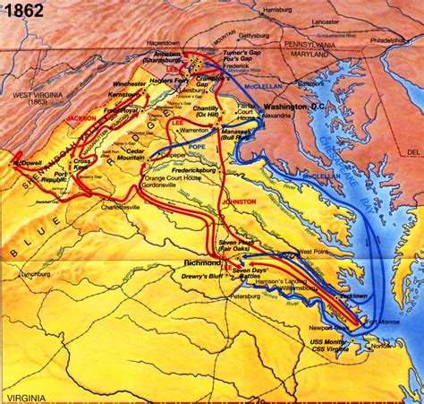 American Civil War All States Map of Battles