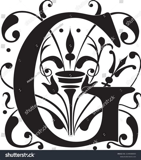 Floral Black Letter G Silhouette Alphabet Stock Vector (Royalty Free ...