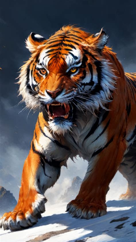 Tiger Animal Art 4K #2440j Wallpaper iPhone Phone