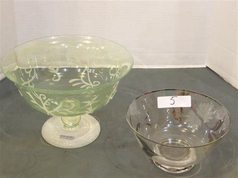 Lot - (2) GLASS FRUIT BOWLS