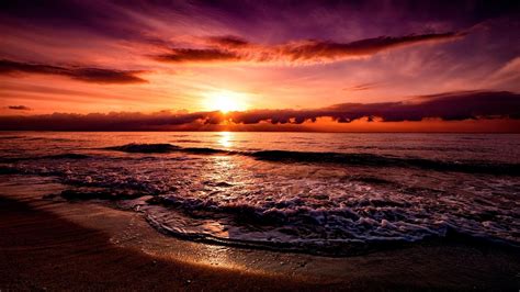 Beach Sunset Desktop Wallpapers Wallpaper Download - High Resolution 4K ...