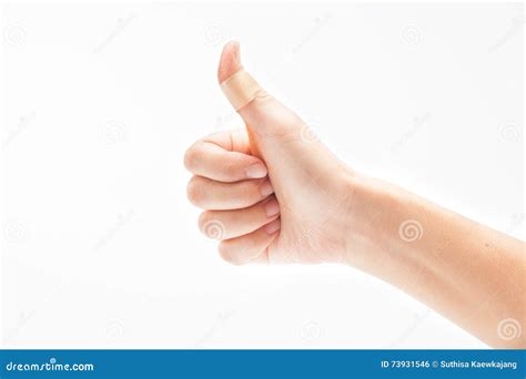 Hurt Finger with a Bandage Isolated on White Stock Photo - Image of ...