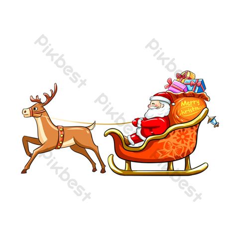 Drawing Cartoon Santa Claus With Deer PNG Images | PSD Free Download ...