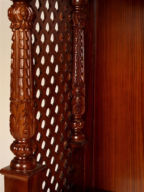 54" Designer Wood Carved Temple with Vaishnava Symbols | Exotic India Art