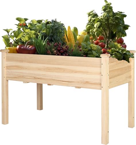 Raised Garden Bed Elevated Planter Box with Drainage Holes for Herbs ...