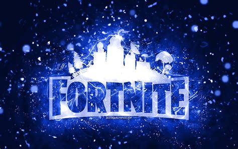 4K free download | Fortnite dark blue logo dark blue neon lights ...