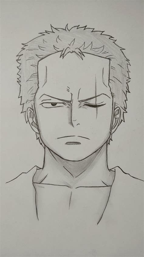 How to draw zoro one piece with pencil - anime drawing | Easy drawings ...