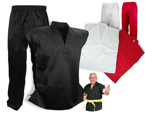 Sleeveless Martial Arts Uniform Gi Set Karate Taekwondo Kimono (Red,5 ...