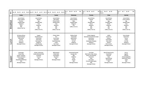 Schleicher County Nursing Home | Monthly Menu