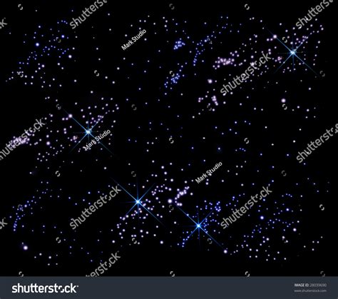 Dark Black Sky With Blue Stars Constellations And Galaxy Stock Photo ...