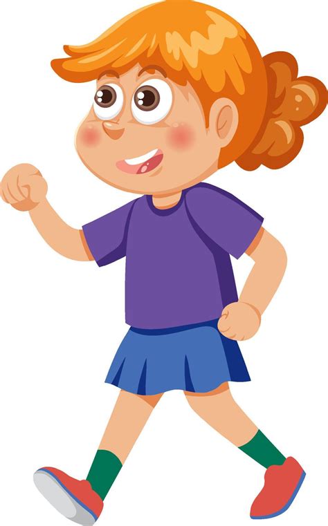 Cute Girl Walking Cartoon Character 11279734 Vector Art At Vecteezy