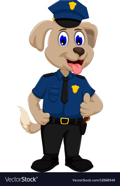 Cute Police Dog Cartoon Thumb Up Royalty Free Vector Image