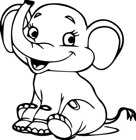 Cartoon Baby Elephant Cute Coloring Page | Wecoloringpage.com