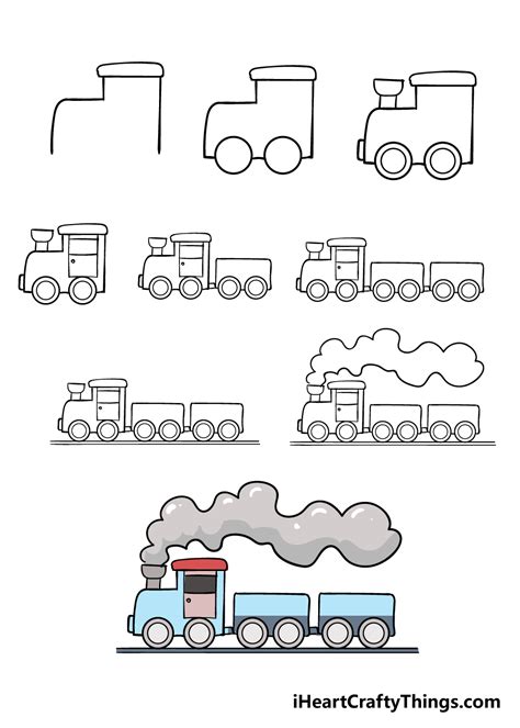 How To Draw A Train Step-by-Step - Easy Train Drawing For Kids