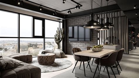 Grey Modern Industrial Apartment InteriorsInterior Design Ideas.