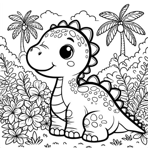 Cute Dinosaur Coloring Pages Vector Art, Icons, and Graphics for Free ...