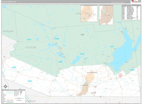 Fulton County, NY Wall Map Premium Style by MarketMAPS