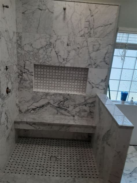 Marble tile shower remodel | Shower tile, Marble shower tile, Shower ...