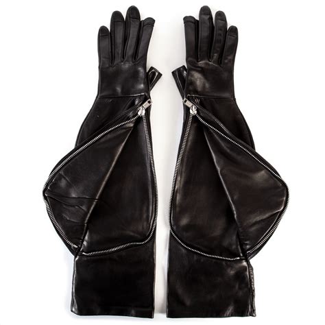 Rick Owens Larry Leather Gauntlet Gloves | Hervia